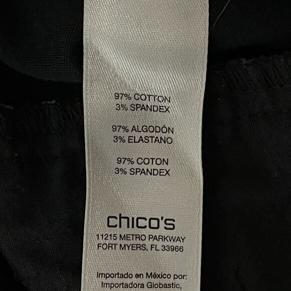 Chicos So Slimming Black Crop Pants Medium Stretch Chino Capris - Picture 10 of 10
